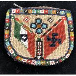 A WWII Greek bead purse dated 1939 wth Swastika and Italian flags