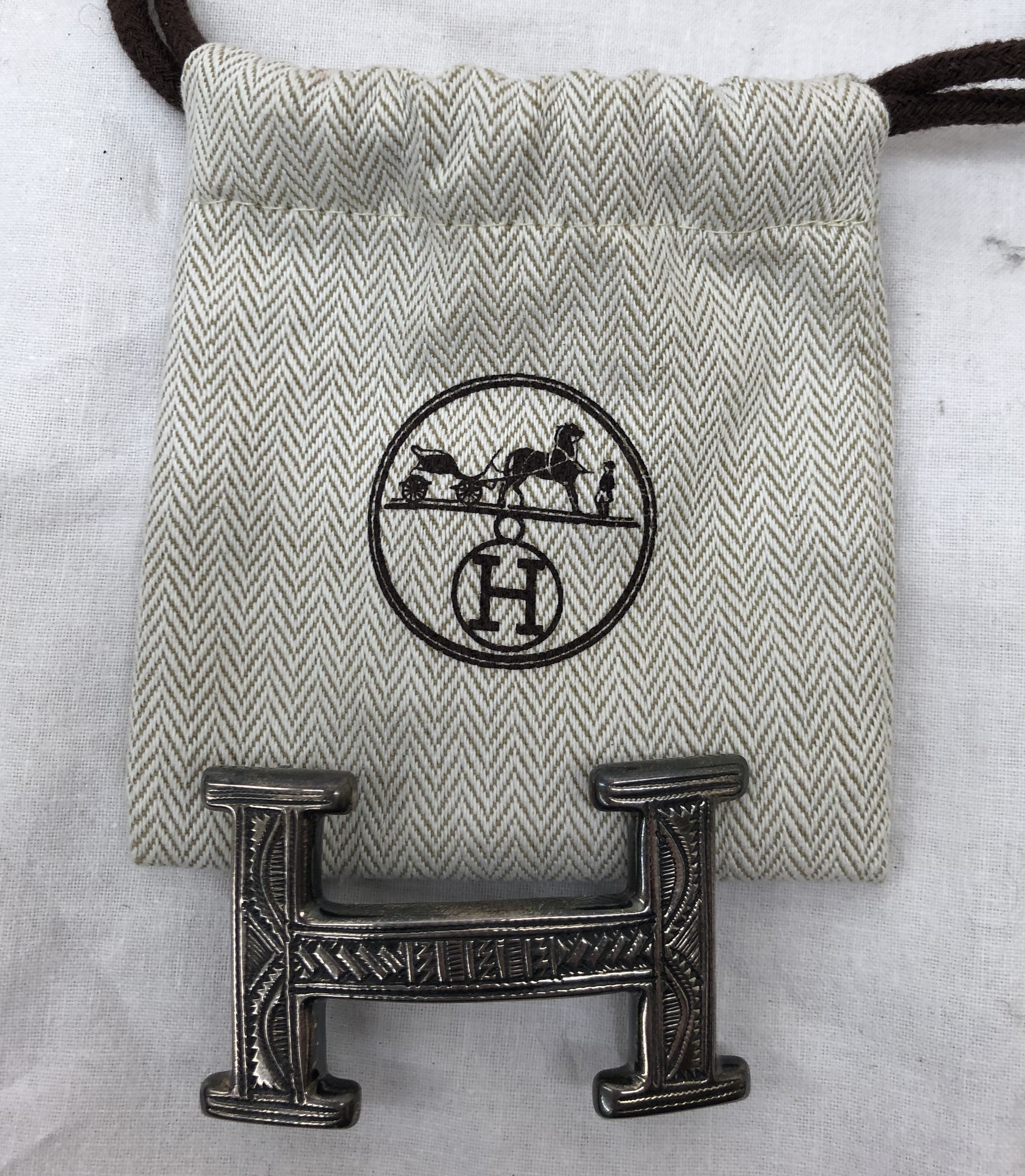 A HM silver Hermes Touareg belt buckle, made in Niger,