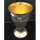 A goblet commemorating the silver wedding of the Queen, engraved to the rim 'Edmond Maxwell Sharma,