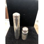 HM silver gentleman's vanity pieces to inc planished topped cannisters with engraved four letter