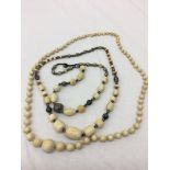 Three 19th century ivory necklaces