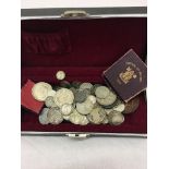 A box of mixed coins to inc crowns,