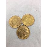 Three 1897 ten gilder coins