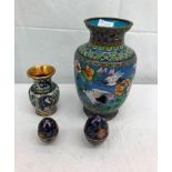 Four items of cloisonne to inc.
