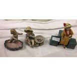 Three ceramic figurral pin dishes