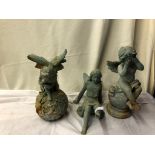 Three cast metal fairy figures