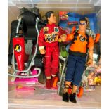 A box of dolls and Action Men