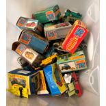 A box of playworn Lesney and Matchbox;