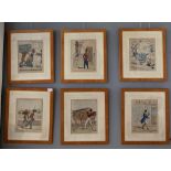 Richard Dighton (1795-1880): A set of six hand-coloured satirical etchings of London scenes,