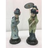 Two Lladro figures of Geisha girls