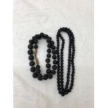 Two Chinese black beaded necklaces