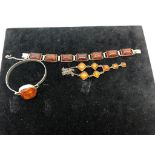 Silver and amber jewellery to inc bangle,