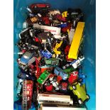 A large box of playworn diecast