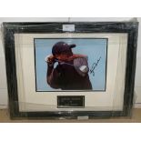 A framed & glazed signed photograph of Tiger Woods with COA