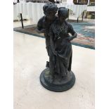 A bronze figure group "Lovers" depicting a man and woman in 18th century provincial style costume