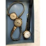 Three ladies 9ct watches