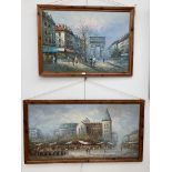 A pair of oils depicting impressionist Parisian scenes,