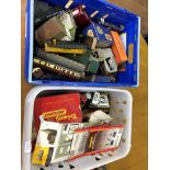 Two boxes of Hornby 0 gauge and 00 gauge to inc boxed Hornby series rolling stock,