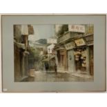 Three large watercolours to inc an Oriental scene,