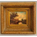 A well-framed landscape oil on panel,