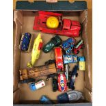 A box of tinplate toys