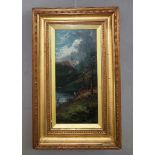 A 19th century oil depicting a Highland scene, indistinctly signed,