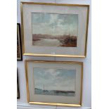 Roy Perry (1935-1993): A pair of watercolours depicting estuary scenes, each signed,