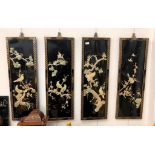 Four Oriental panels set with mother-of-pearl