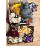 Two boxes of soft toys,