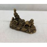 A miniature bronze of 'Cibeles' lions pulling a lady in a cart