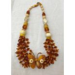 A 19th century amber butterfly necklace