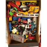 A box of playworn vehicles to inc Dinky and Corgi