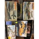 A box of kit models to inc Airfix & Matchbox etc