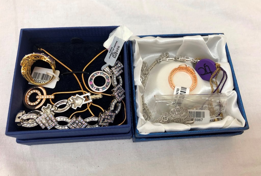 A quantity of silver diamond dress jewellery