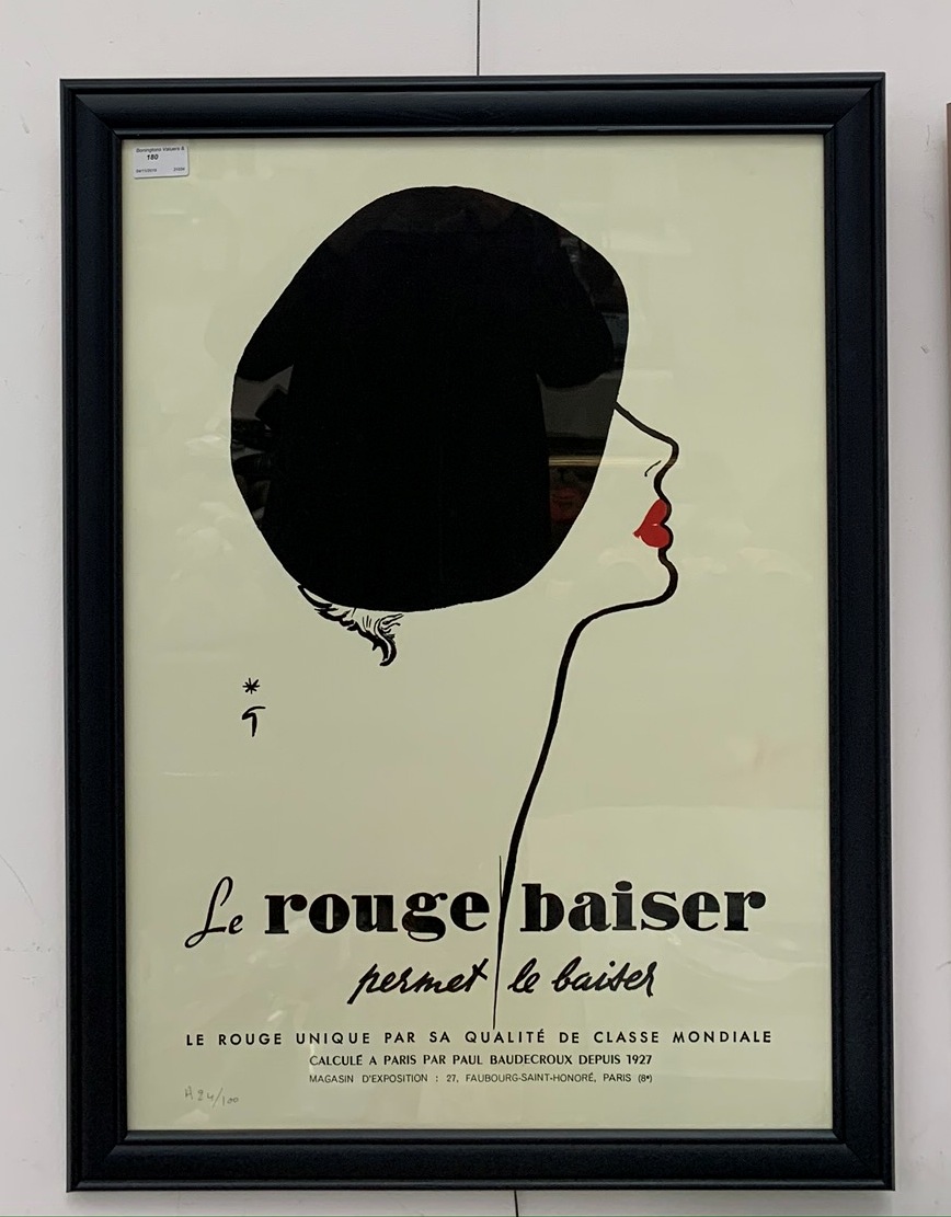 'Le Rouge Baiser': Limited Edition French poster, after René Gruau (1909-2004),