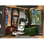 A box of toys to inc tinplate