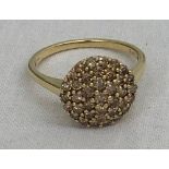 A 9ct gold champagne diamond dress ring