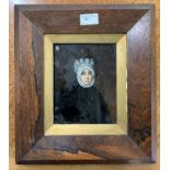 English School (19th century): Portrait of an old lady, oil study, framed and glazed,