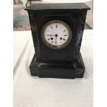 A 19th c slate mantel clock with Japy Freres 8-day movement (no pendulum)