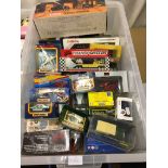 A box of boxed diecast to Matchbox etc