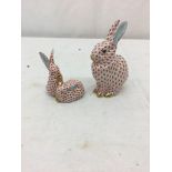 Two Herend rabbit figures
