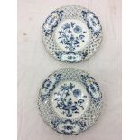 A pair of 19th century Meissen blue and white plates (A/F)