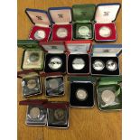 A quantity of silver proof crowns;