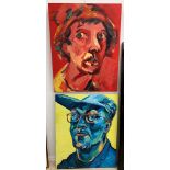 Tim O'H (20th century): A pair of oils depicting portrait studies, inscribed verso, unframed,