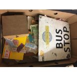 A box of London Transport-related items to inc tickets, jacket,