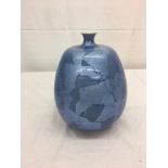 A Japanese blue vase with marks to base
