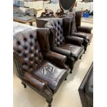 Three leatherette wingback button-back chairs