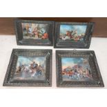 A set of four 19th century miniature paintings after 17th century subjects to inc Teniers,