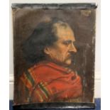 A 19th century portrait study of a gentleman in profile, indistinctly signed, unframed,