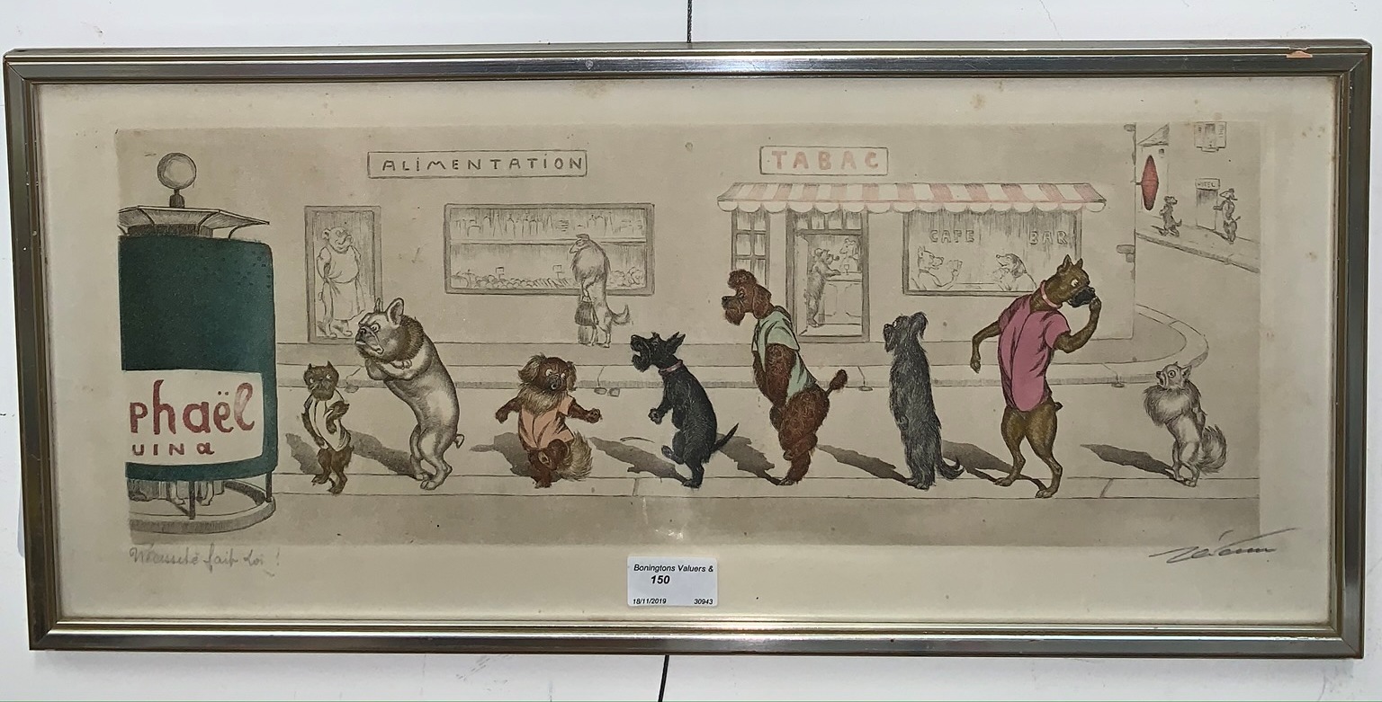 Boris O'Klein (1893-1995): Dirty Dogs of Paris, colour etching, hand-signed in pencil, approx.